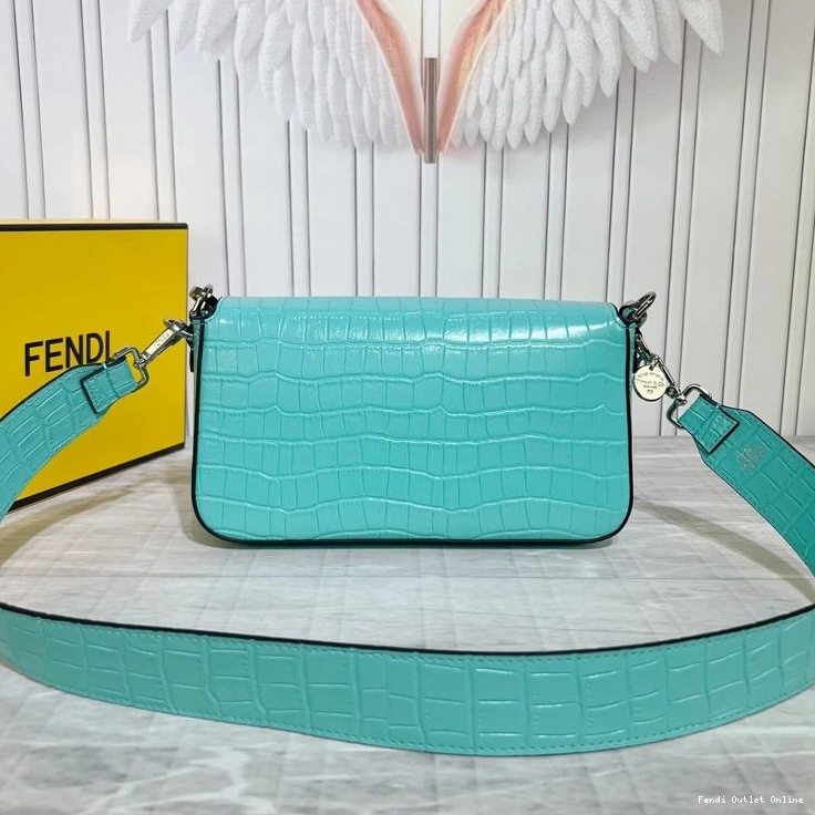 Affordable Medium Leather Bag Crocodile Tiffany Baguette Blue Fendi In 0719